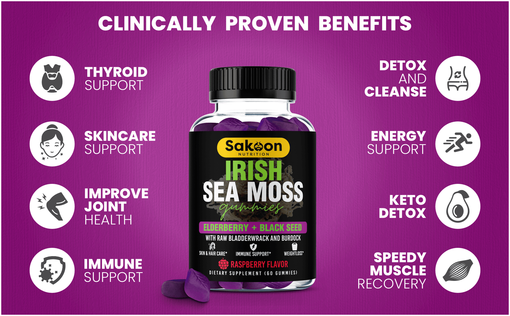 Sea Moss Gummies With Elderberry & Black Seed Oil – Sakoon Nutrition®