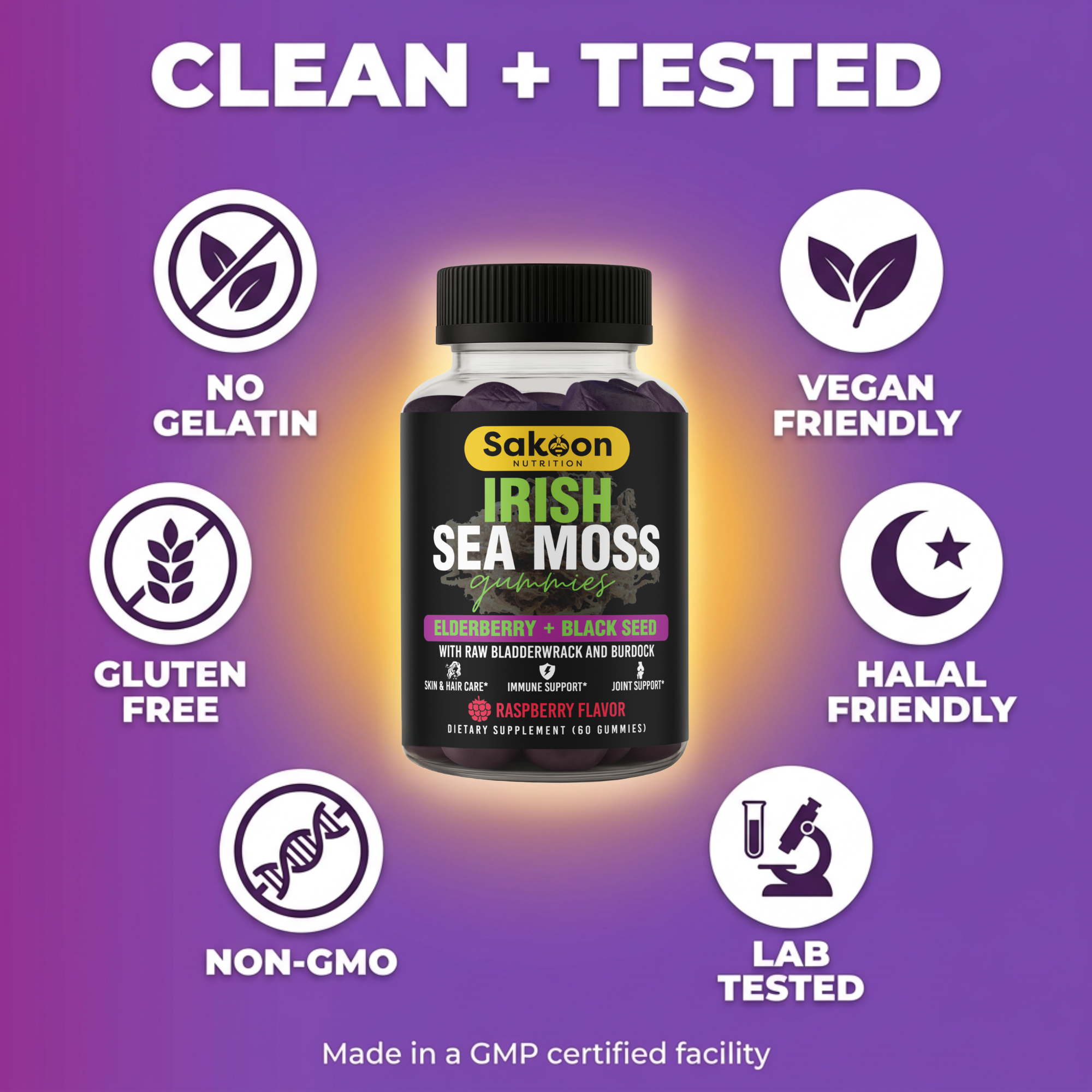 OVERSTOCK SALE Sea Moss Gummies With Elderberry & Black Seed Oil