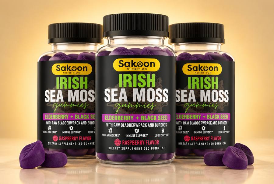 Three bottles of Sakoon sea moss gummies