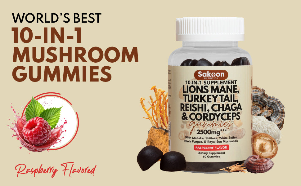 10-in-1 Lions Mane Mushroom Complex Gummies – Sakoon Nutrition® - Made In The Shade Mushroom Complex Review