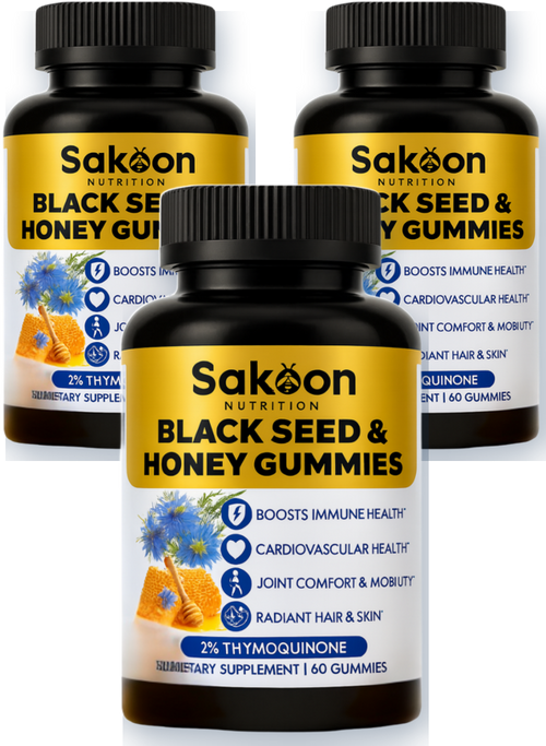3 bottles of Sakoon Black Seed Oil & Honey Gummies