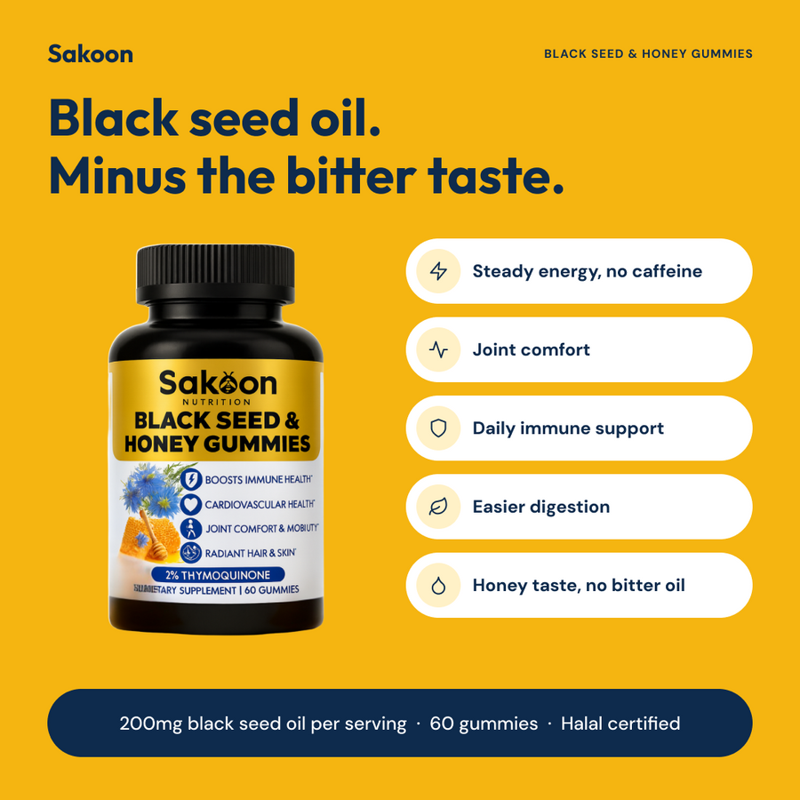 Sakoon Black Seed Oil & Honey Gummies with 5 benefits