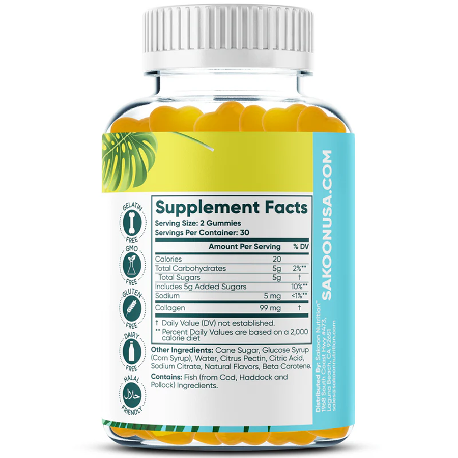 Halal Marine Collagen Gummies for Anti-Aging, Hair, Skin & Nails