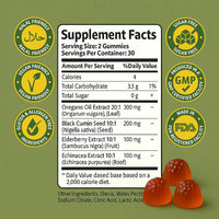 Oil Of Oregano, Black Seed Oil ,Elderberry & Echinacea Gummies