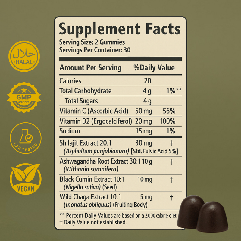 Himalayan Shilajit Gummies with Black Seed Oil