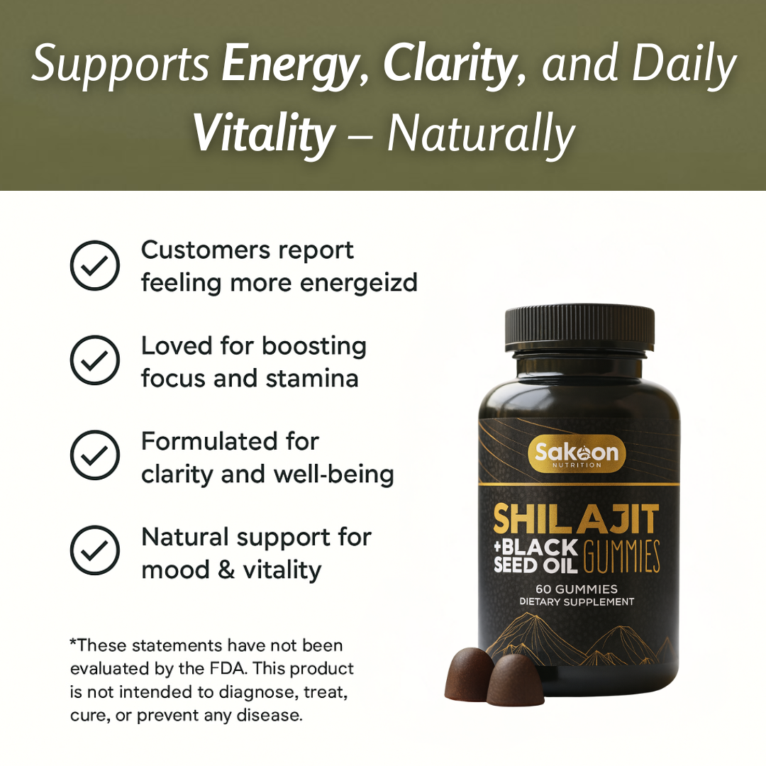 Shilajit Gummies - 3 In 1 With Sea Moss, Black Seed Oil, Ashwagandha